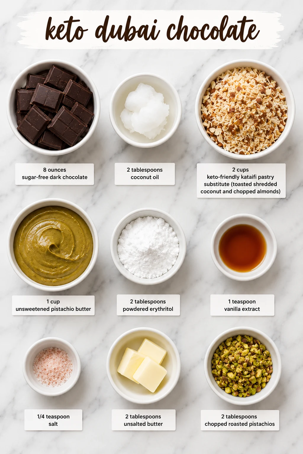 keto dubai chocolate ingredients