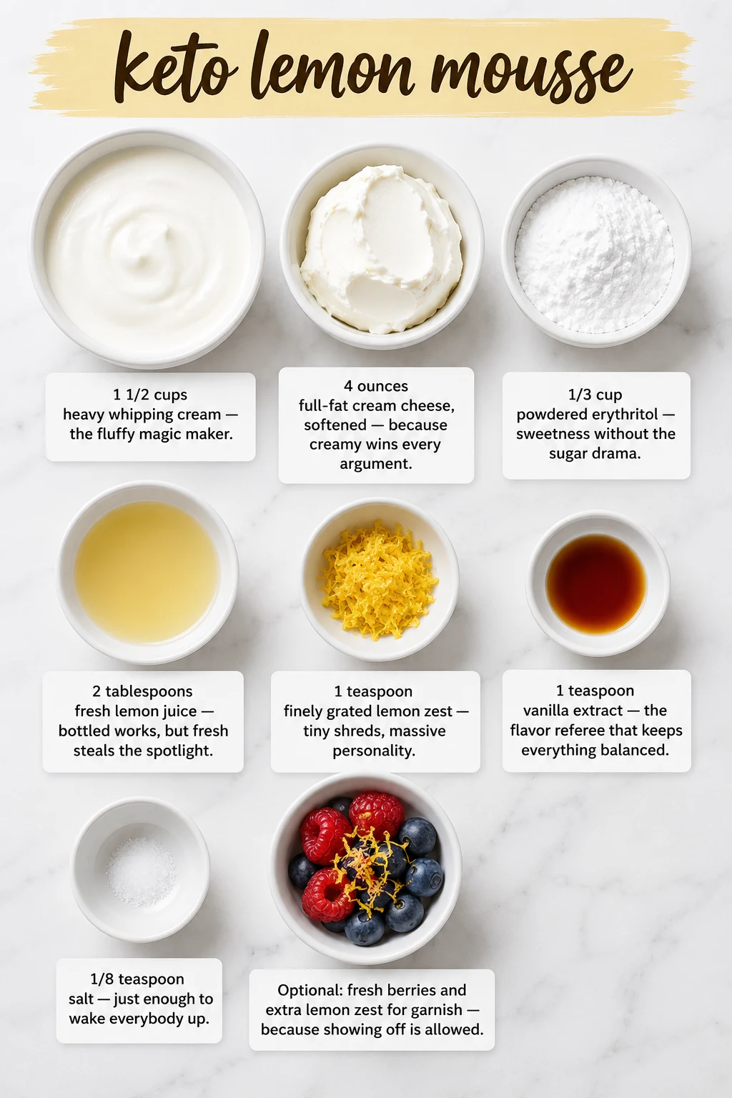 keto lemon mousse ingredients