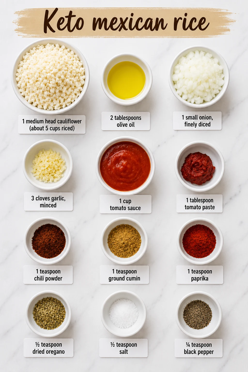 Keto mexican rice ingredients