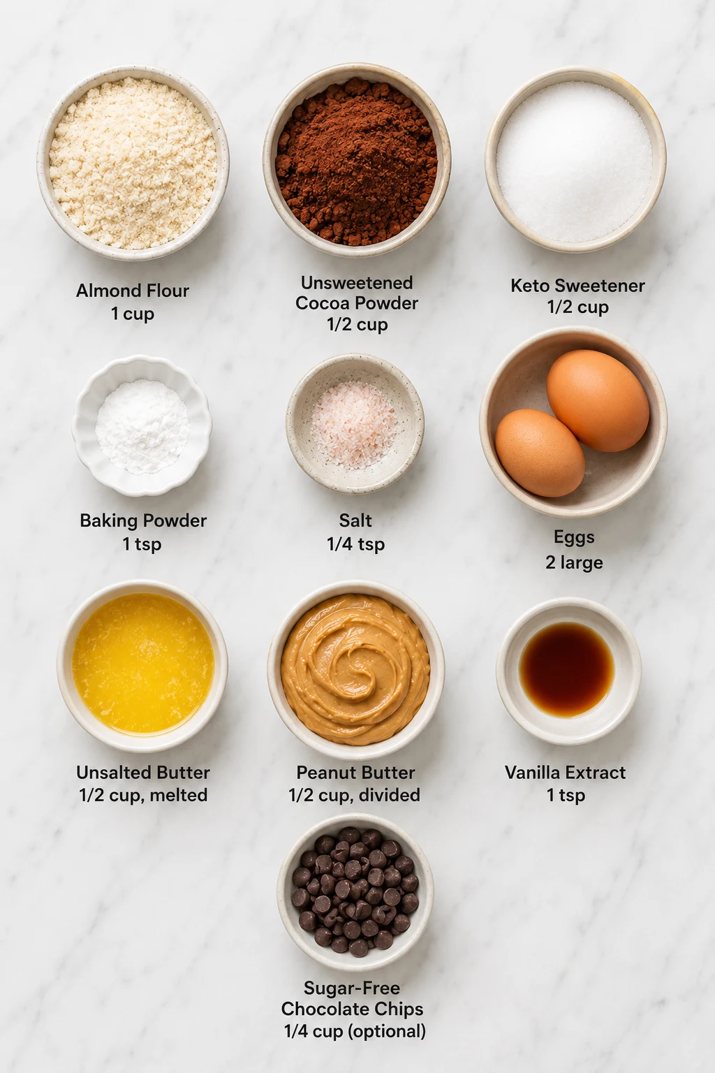 keto peanut butter brownies ingredients