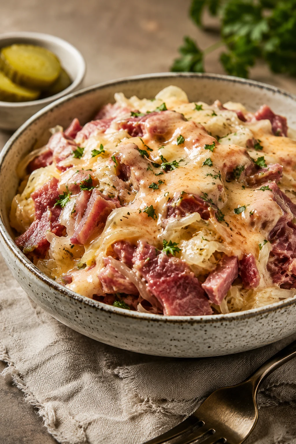 Keto reuben in a bowl