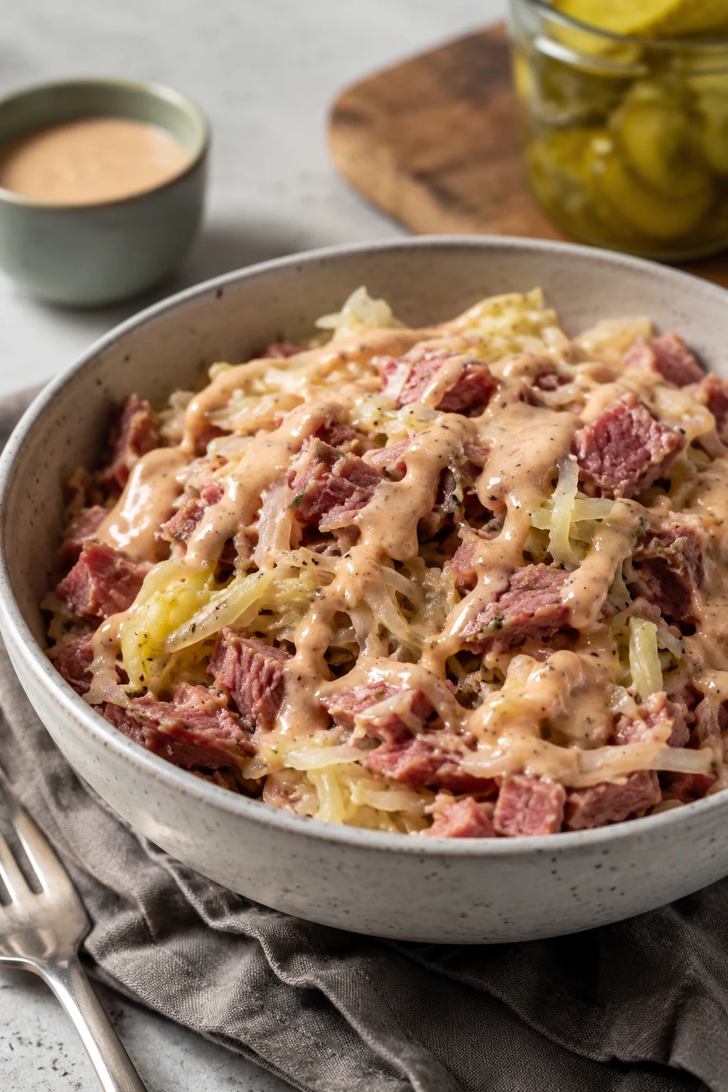 Keto reuben in a bowl