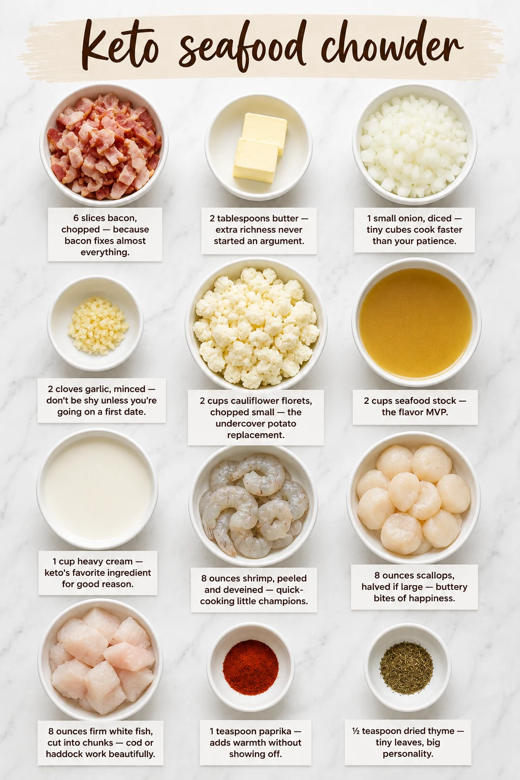 keto seafood chowder ingredients