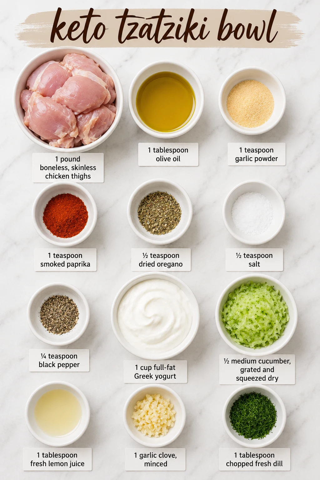 keto tzatziki bowl ingredients
