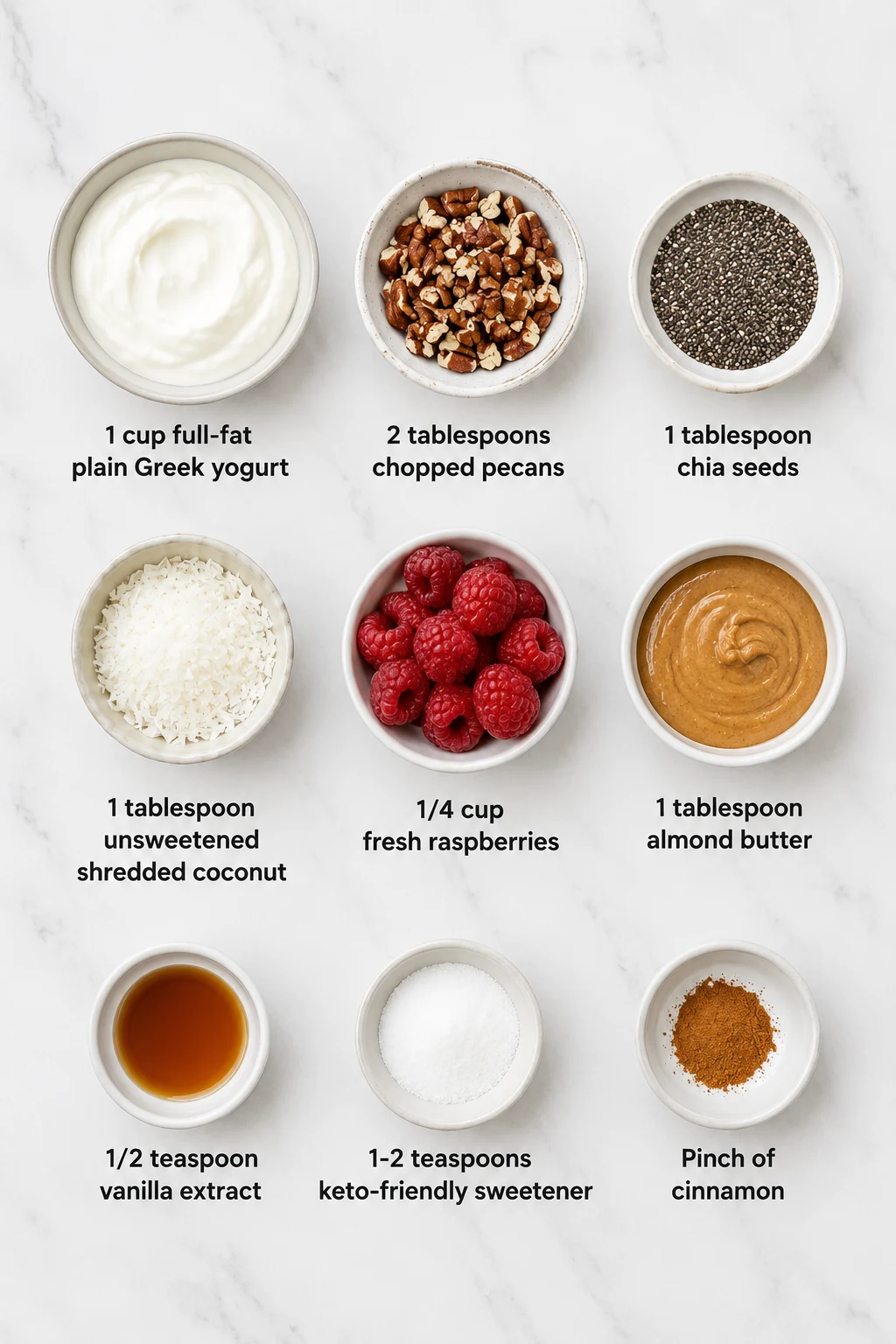 keto yogurt bowl ingredients