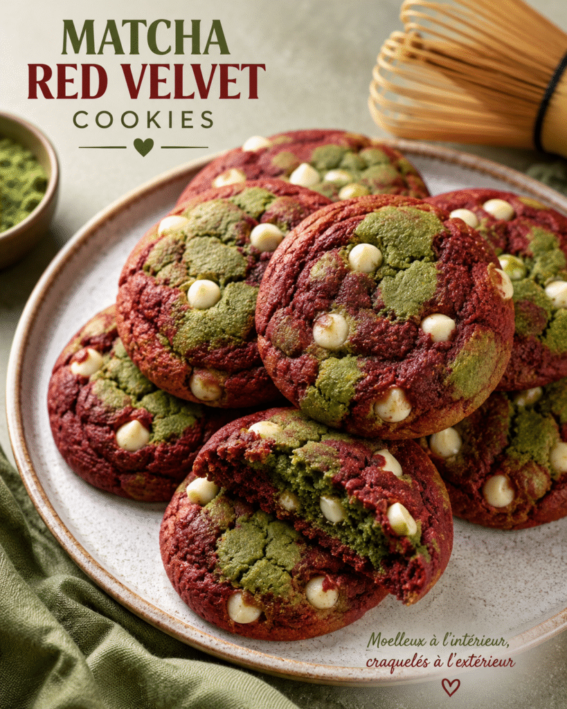 Matcha red velvet cookies