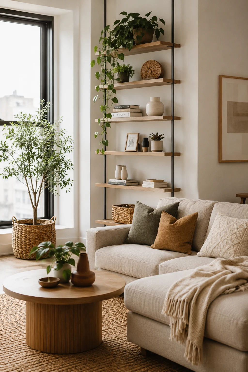 Use Vertical Storage to Keep the Room Open — apartment inspiration living room