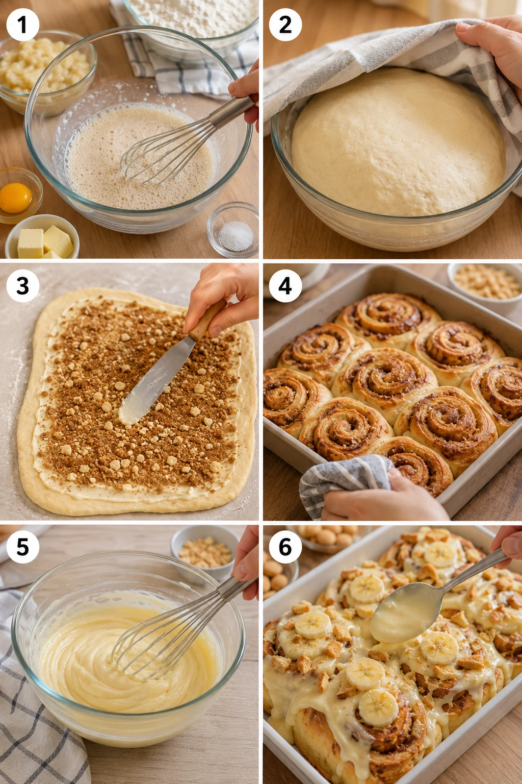 Banana Pudding Cinnamon Rolls step by step Banana Pudding Cinnamon Rolls step by step