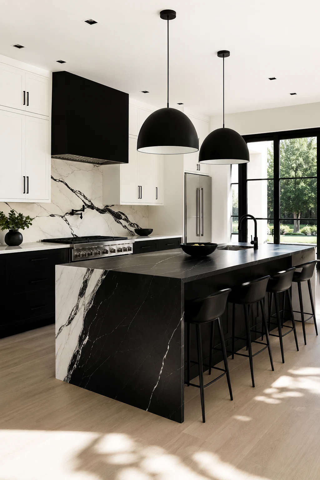 Black and White Contemporary Kitchen with Bold Contrast — bloxburg kitchen ideas