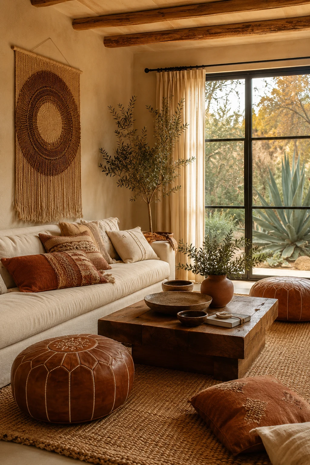 Create a Warm Color Palette with Earthy Tones — boho living room inspiration