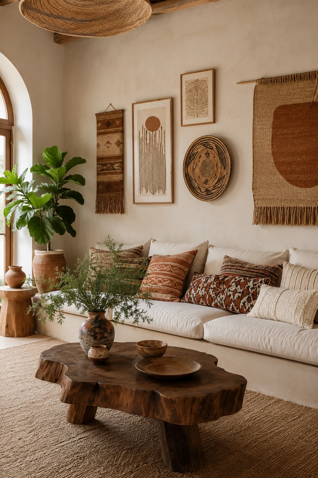 Decorate Walls with Handmade and Organic Art — boho living room inspiration