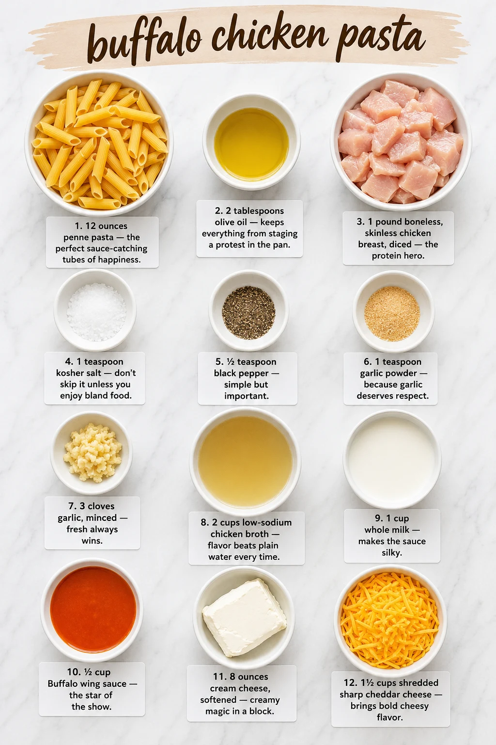 buffalo chicken pasta ingredients buffalo chicken pasta ingredients