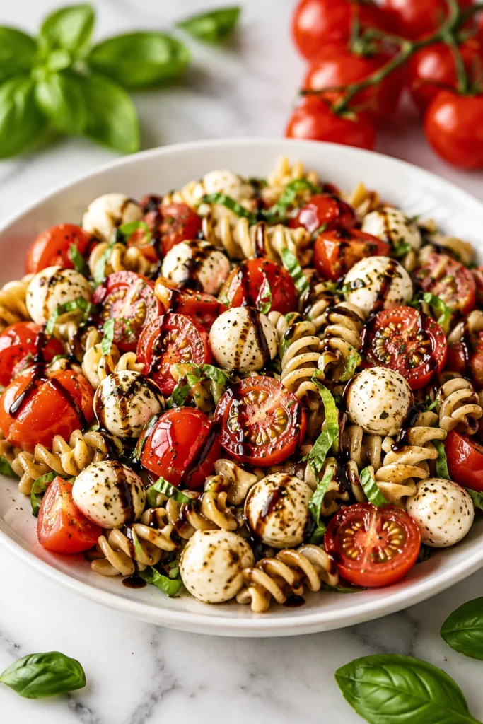Caprese Pasta Salad with Balsamic Glaze
