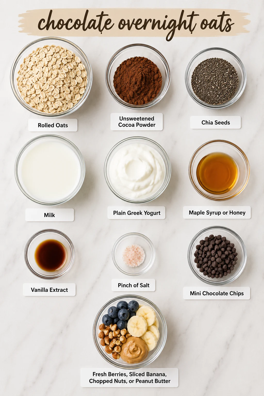 chocolate overnight oats ingredients chocolate overnight oats ingredients