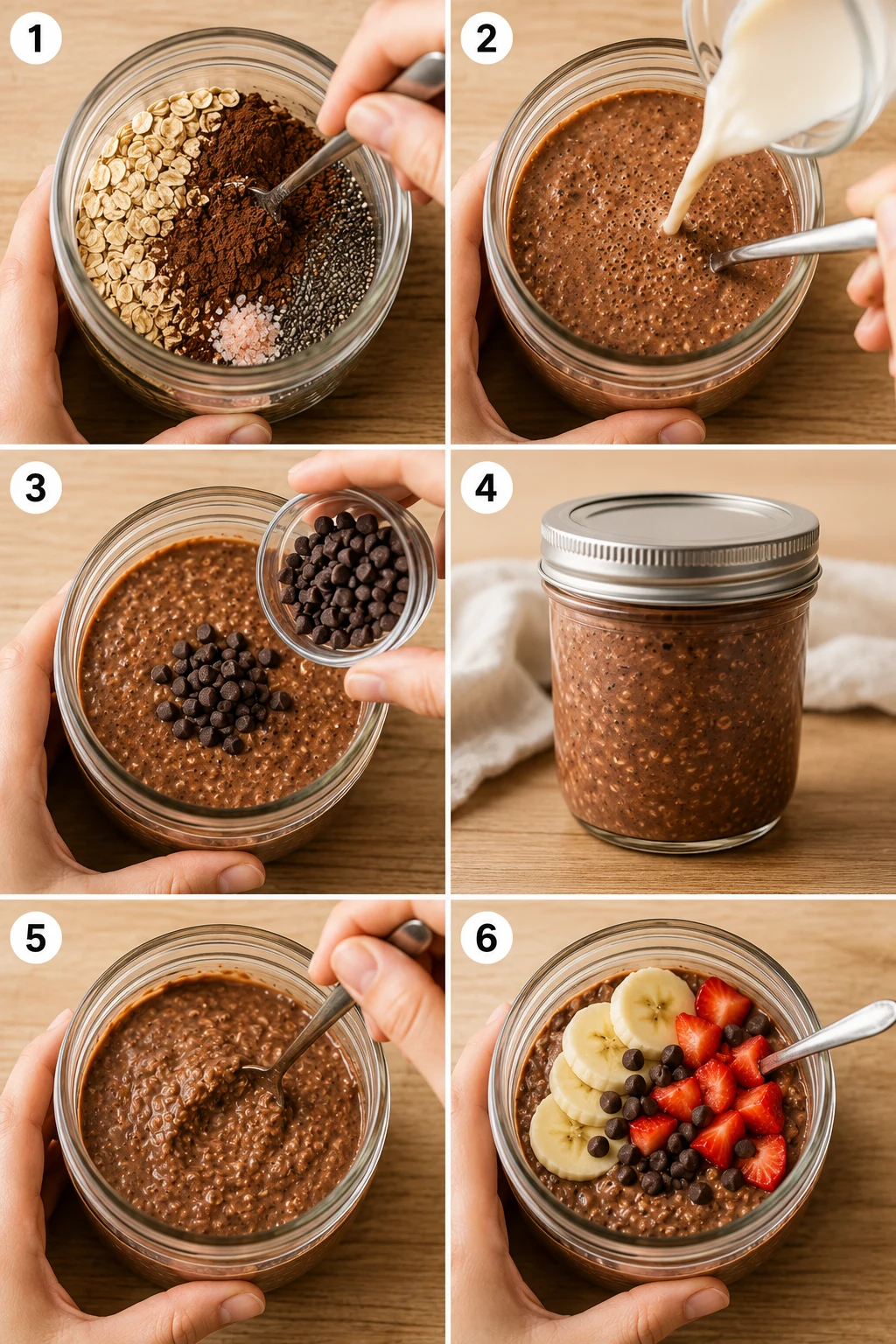 chocolate overnight oats step by step chocolate overnight oats step by step