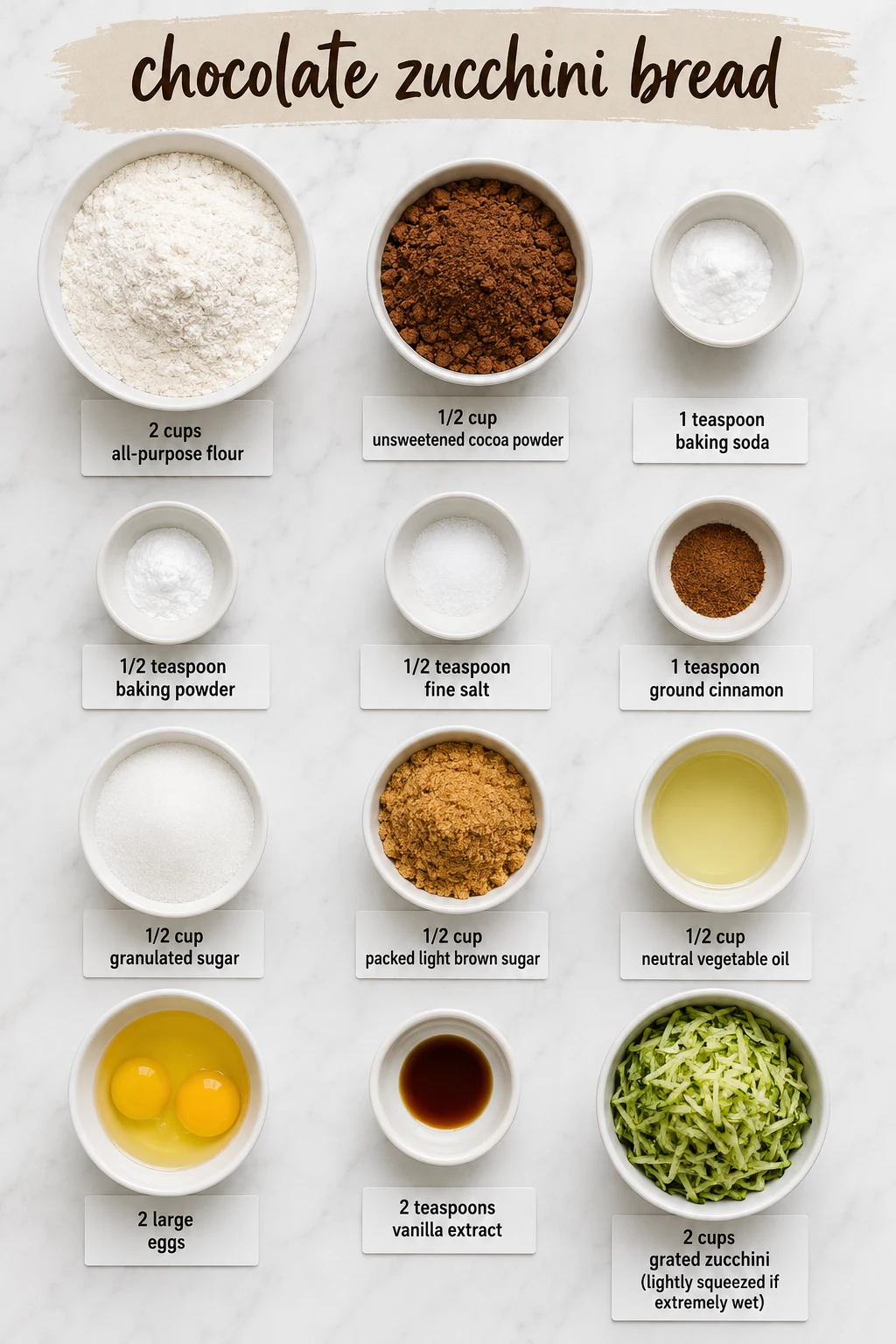 chocolate zucchini bread ingredients