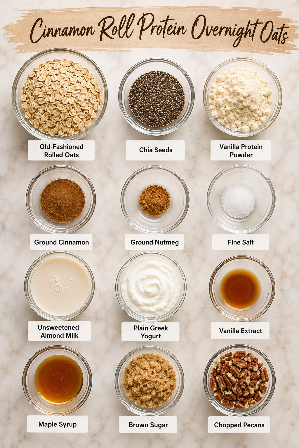 Cinnamon Roll Protein Overnight Oats ingredients