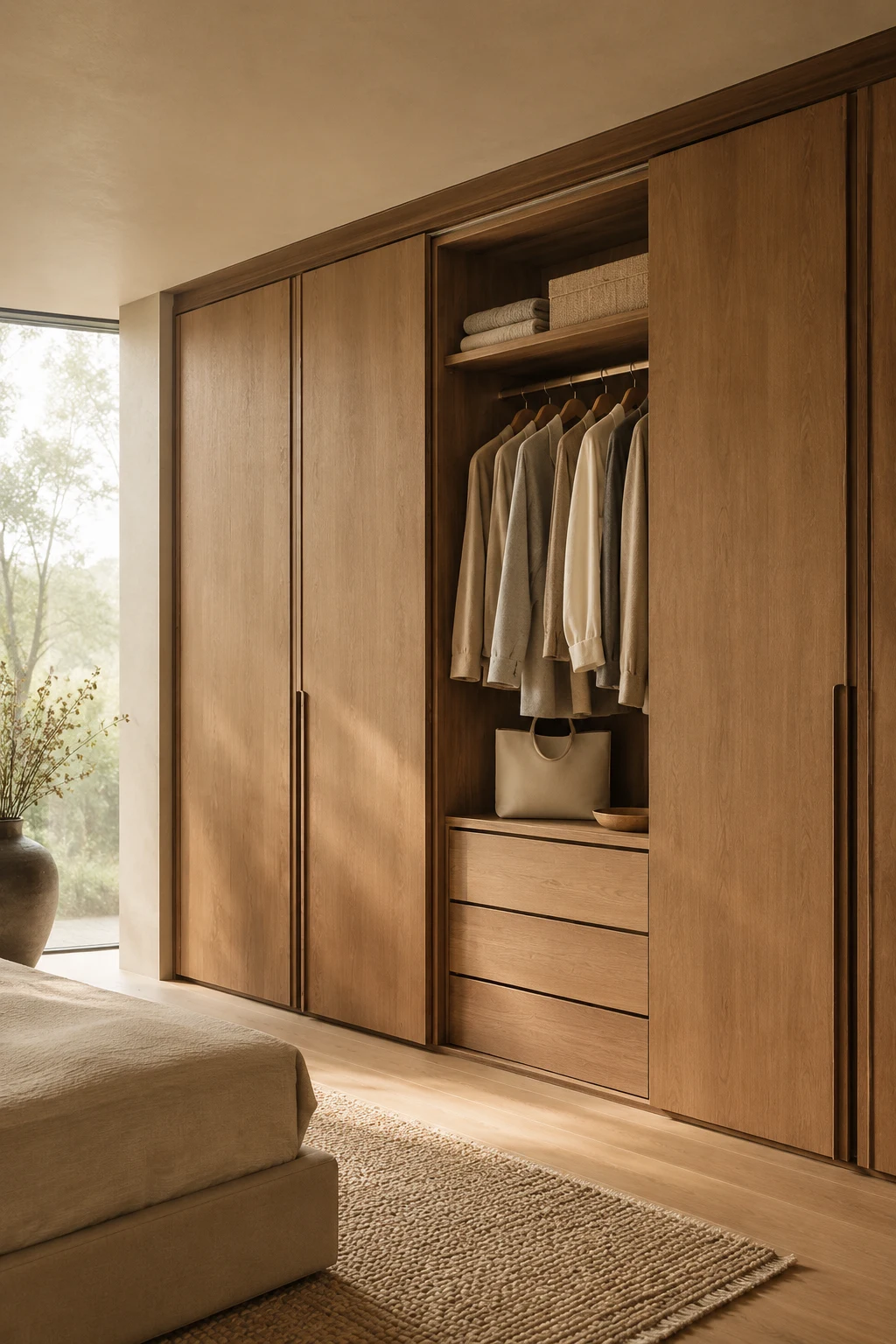 Bring Warmth with Natural Wood Finishes — closet de pared