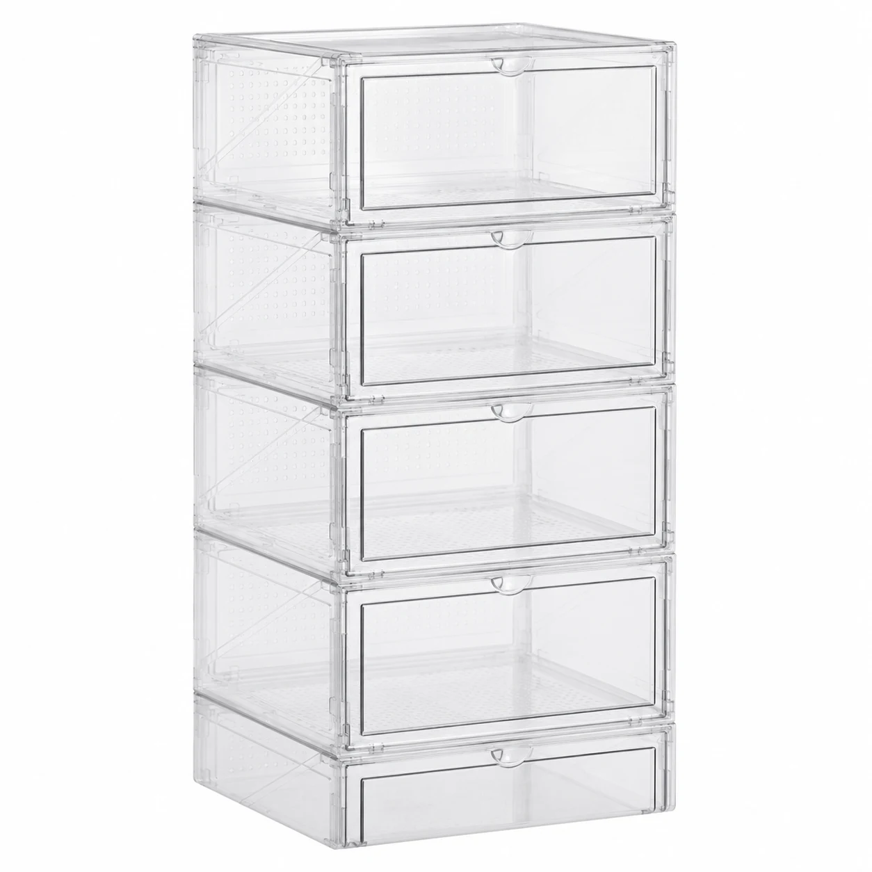 SONGMICS Stackable Clear Shoe Storage Boxes with Magnetic Doors