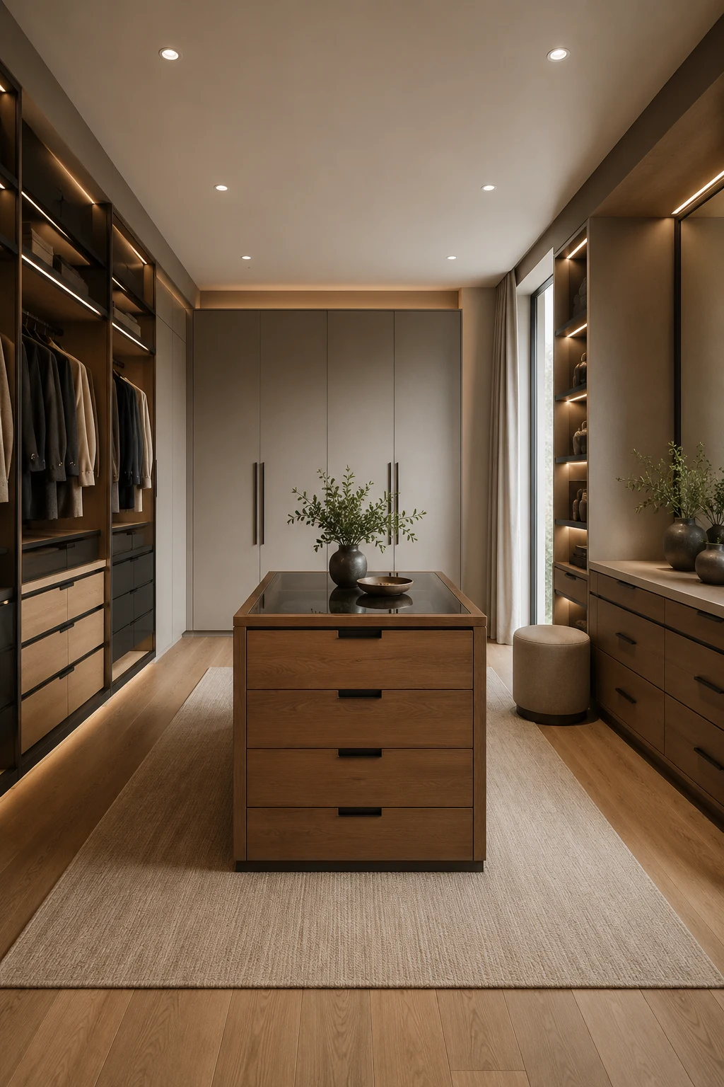 Mix Warm Wood and Matte Finishes for Timeless Closet Modernos — closet modernos