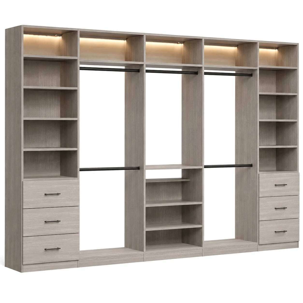 Armocity Walk-In Closet System with Drawers and LED Lights