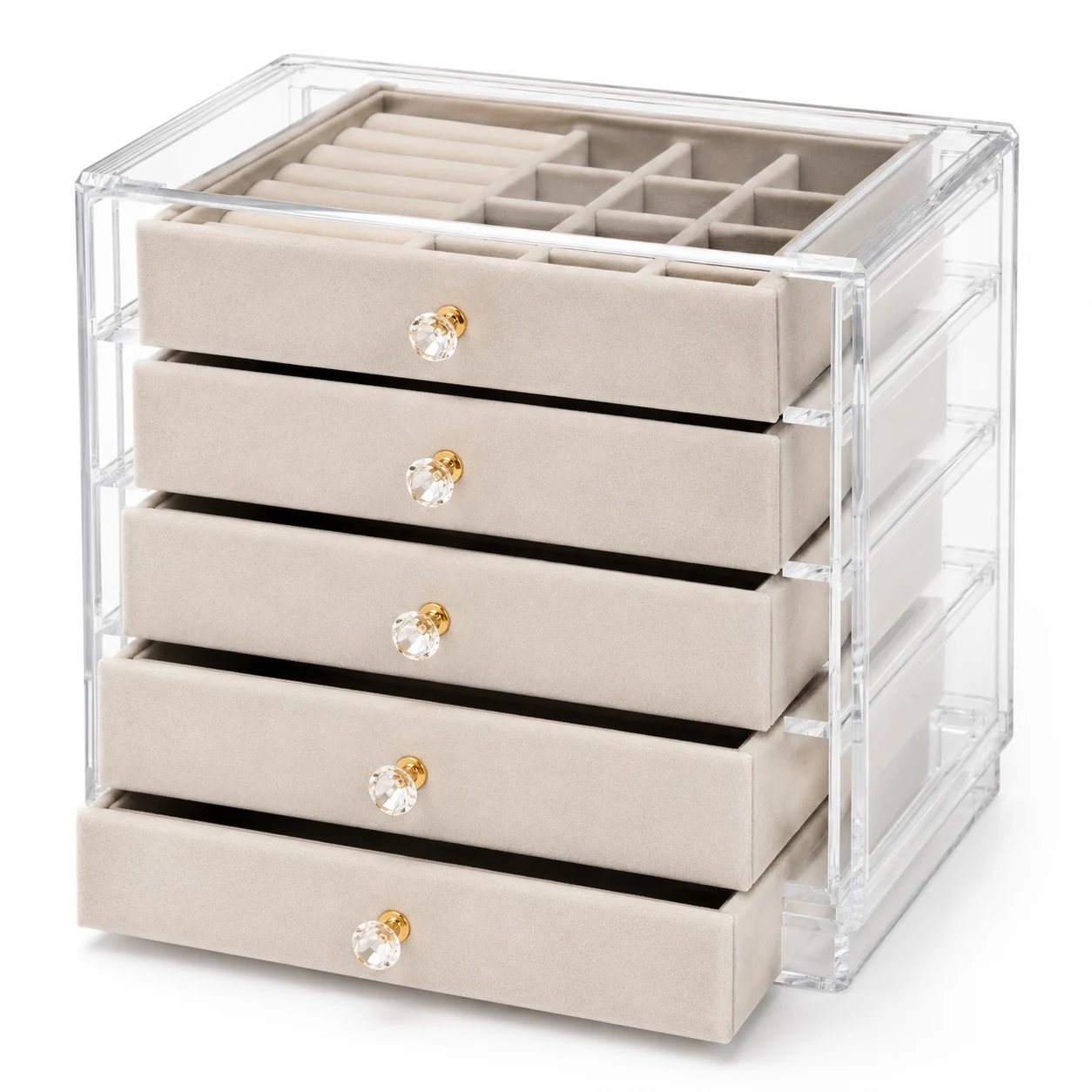 HBlife Acrylic Jewelry Organizer Box with Velvet Drawers