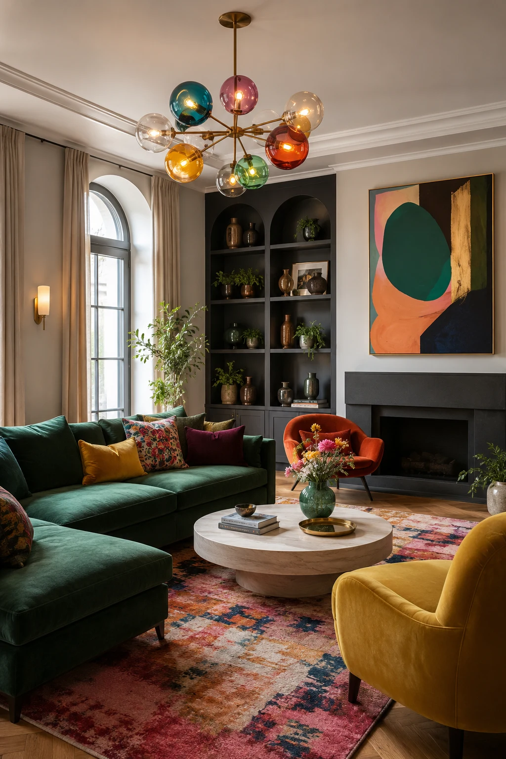 Create Colorful Living Room Inspiration With Statement Lighting — colorful living room inspiration