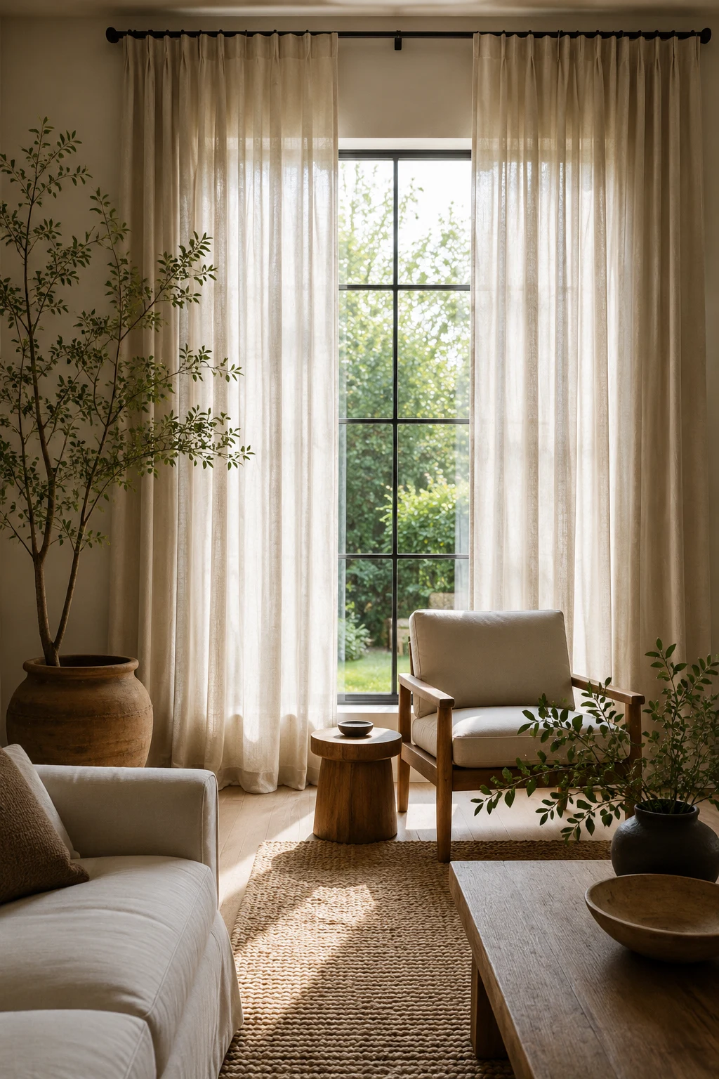 Curtain Inspiration Living Room with Floor-to-Ceiling Linen Panels — curtain inspiration living room