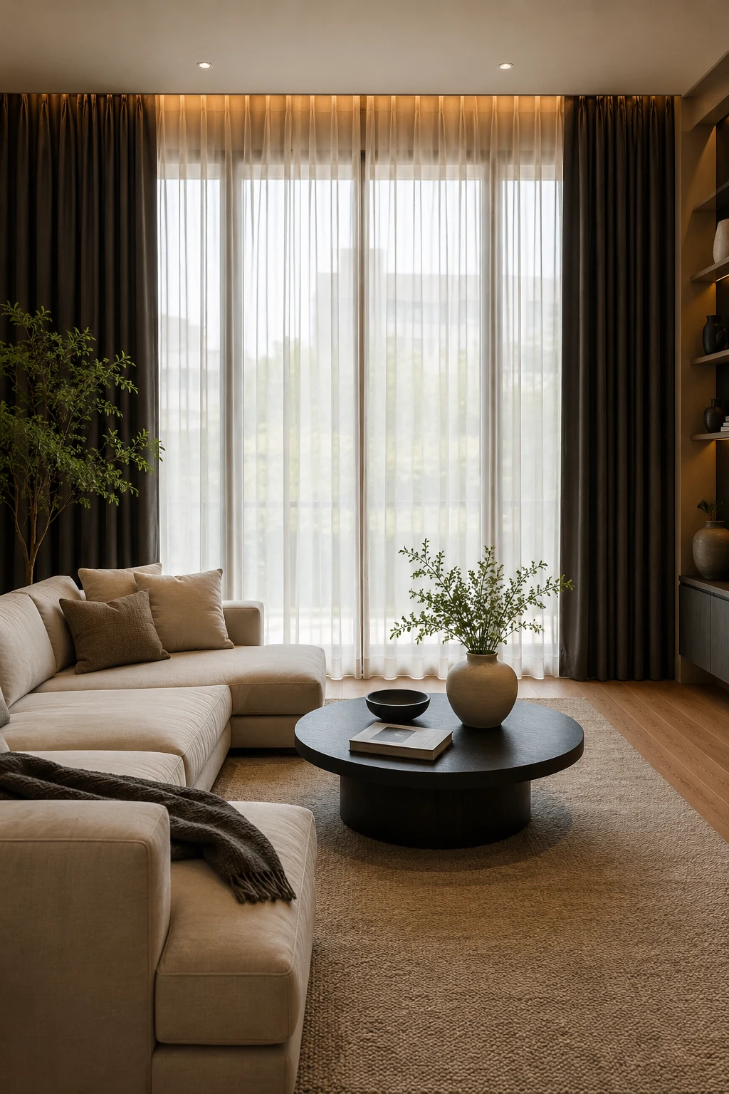 Curtain Inspiration Living Room Using Layered Sheers and Blackout Panels — curtain inspiration living room