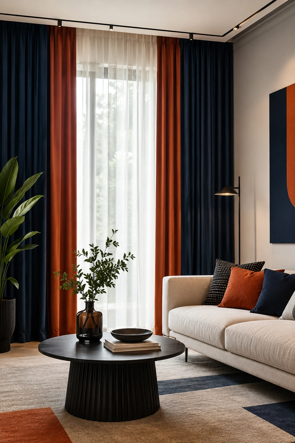 Bold Color Blocking for Modern Curtain Inspiration Living Room — curtain inspiration living room