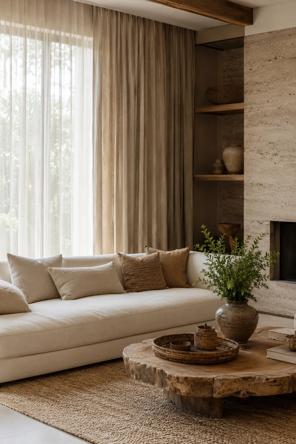 Natural Textures That Add Warmth and Dimension — curtain inspiration living room