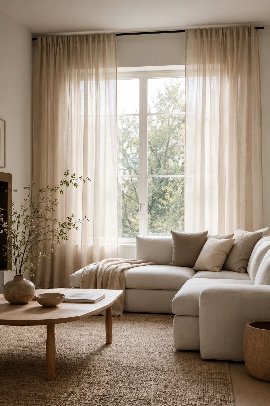 Soft Neutral Curtains for a Calm Scandinavian Look — curtain inspiration living room