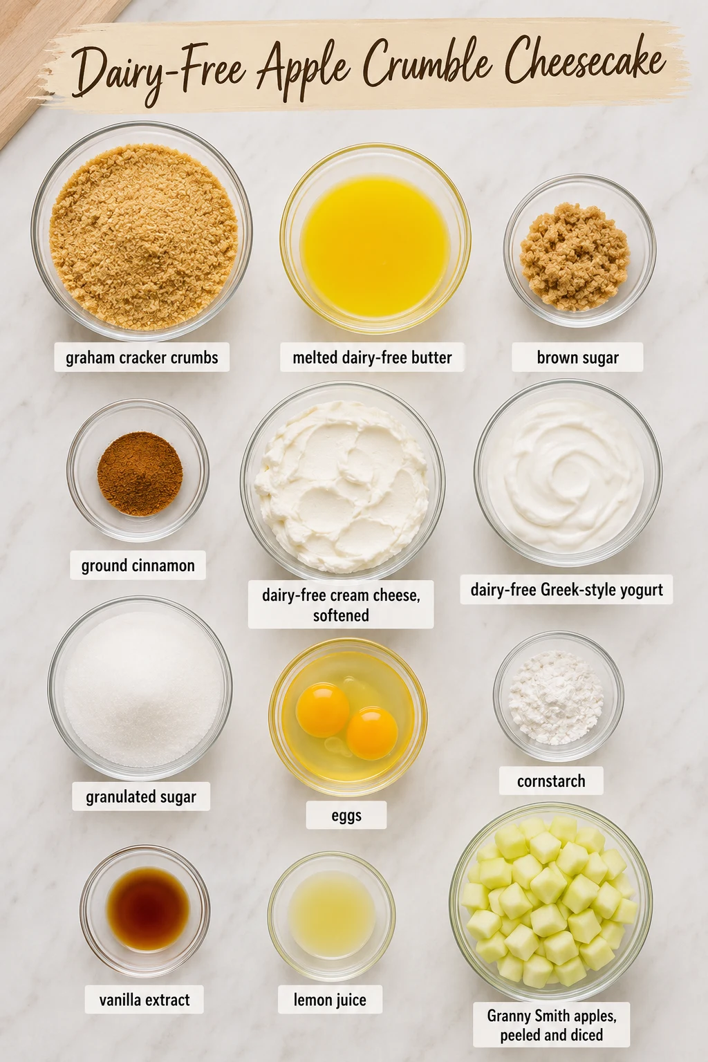 Dairy-Free Apple Crumble Cheesecake ingredients Dairy-Free Apple Crumble Cheesecake ingredients