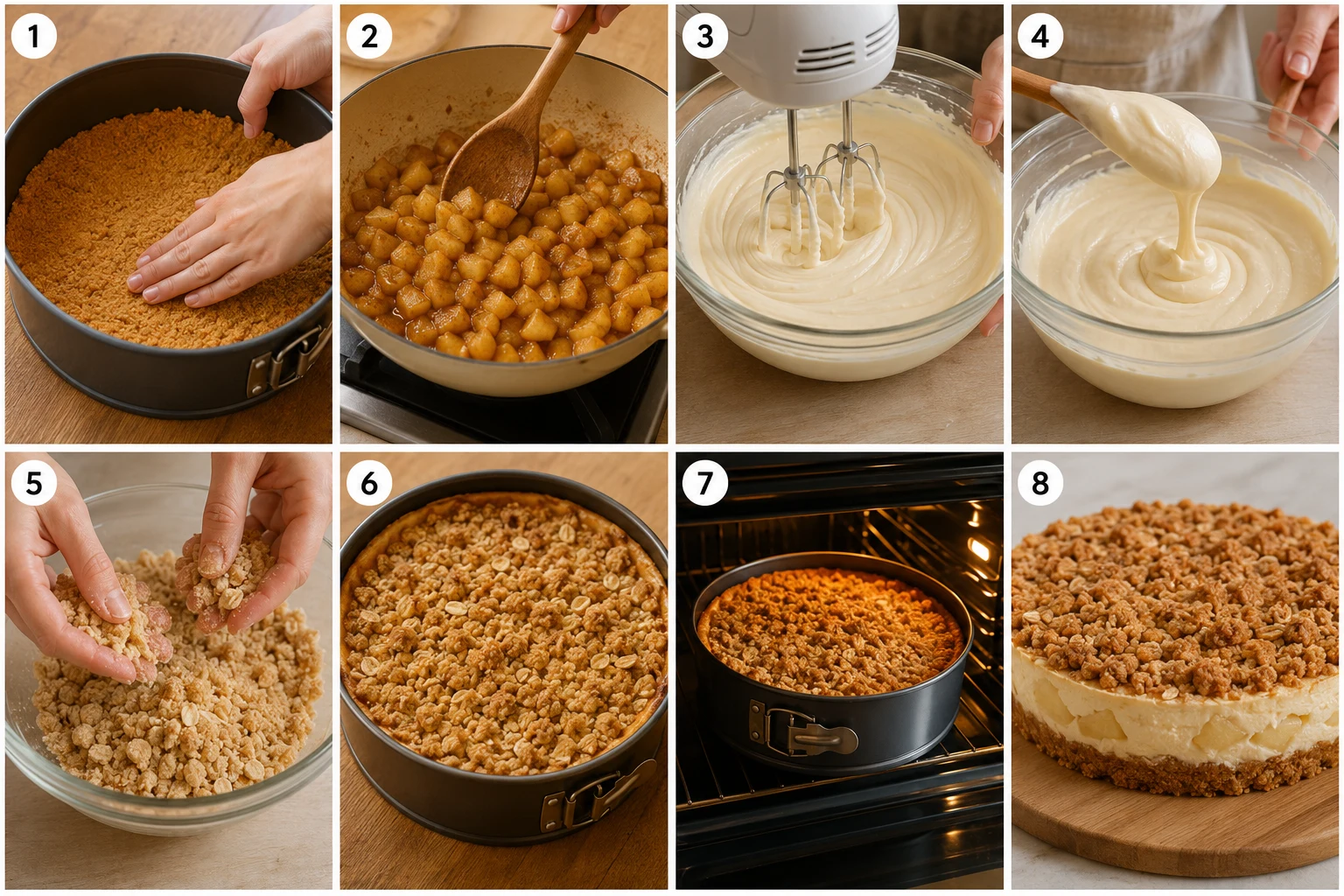 Dairy-Free Apple Crumble Cheesecake step by step Dairy-Free Apple Crumble Cheesecake step by step