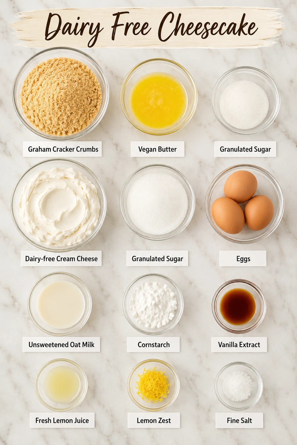 Dairy Free Cheesecake ingredients Dairy Free Cheesecake ingredients