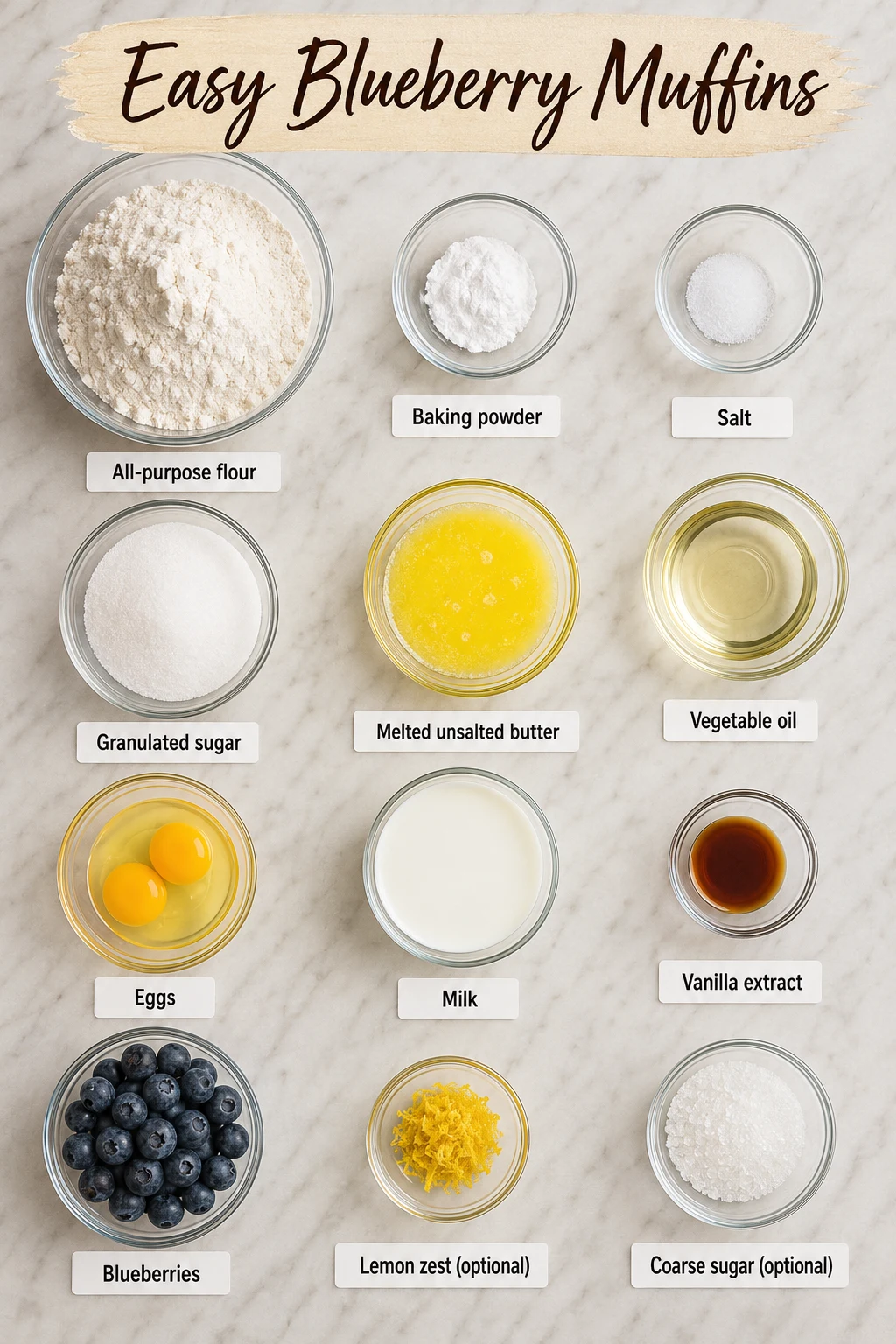 Easy Blueberry Muffins ingredients