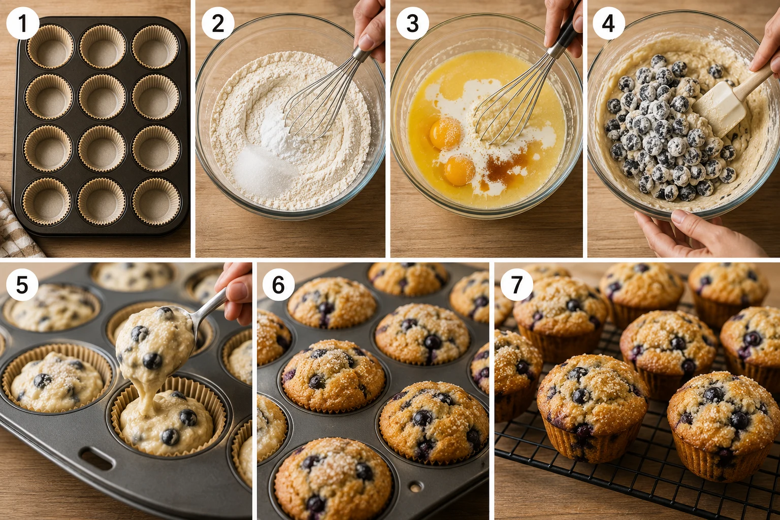 Easy Blueberry Muffins step by step