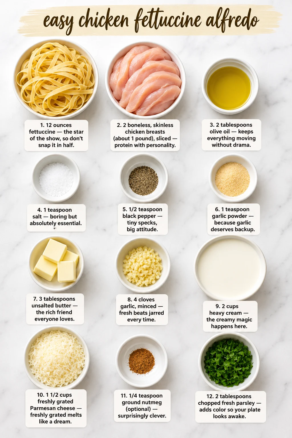easy chicken fettuccine alfredo ingredients