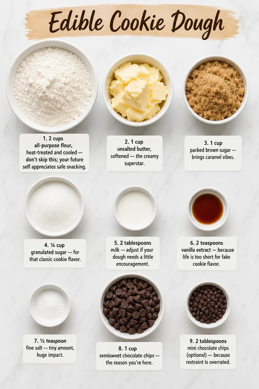 Edible Cookie Dough ingredients