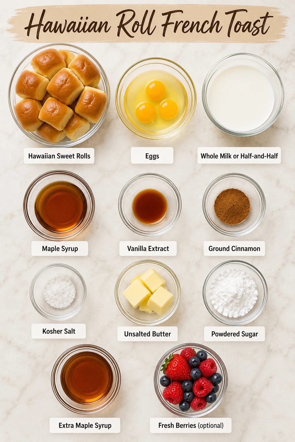 Hawaiian Roll French Toast ingredients