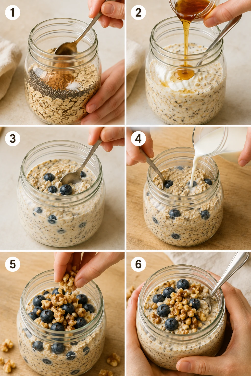 healthy overnight oats step by step