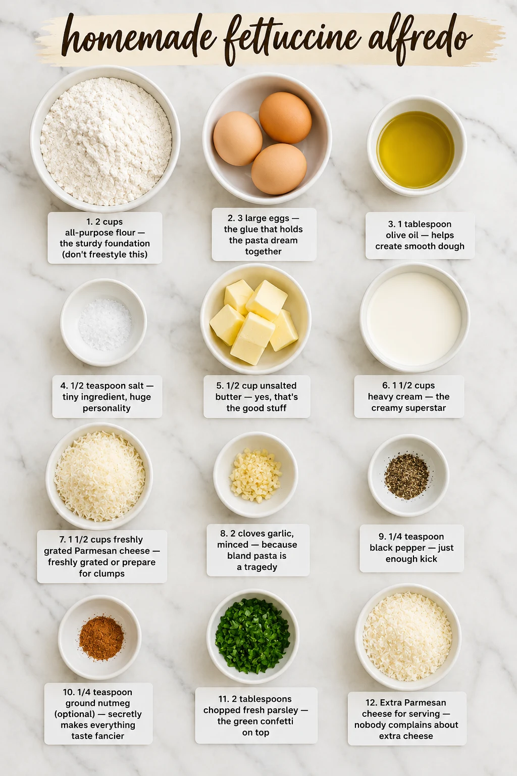 homemade fettuccine alfredo ingredients