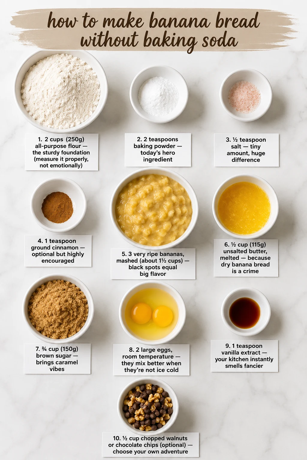 how to make banana bread without baking soda ingredients