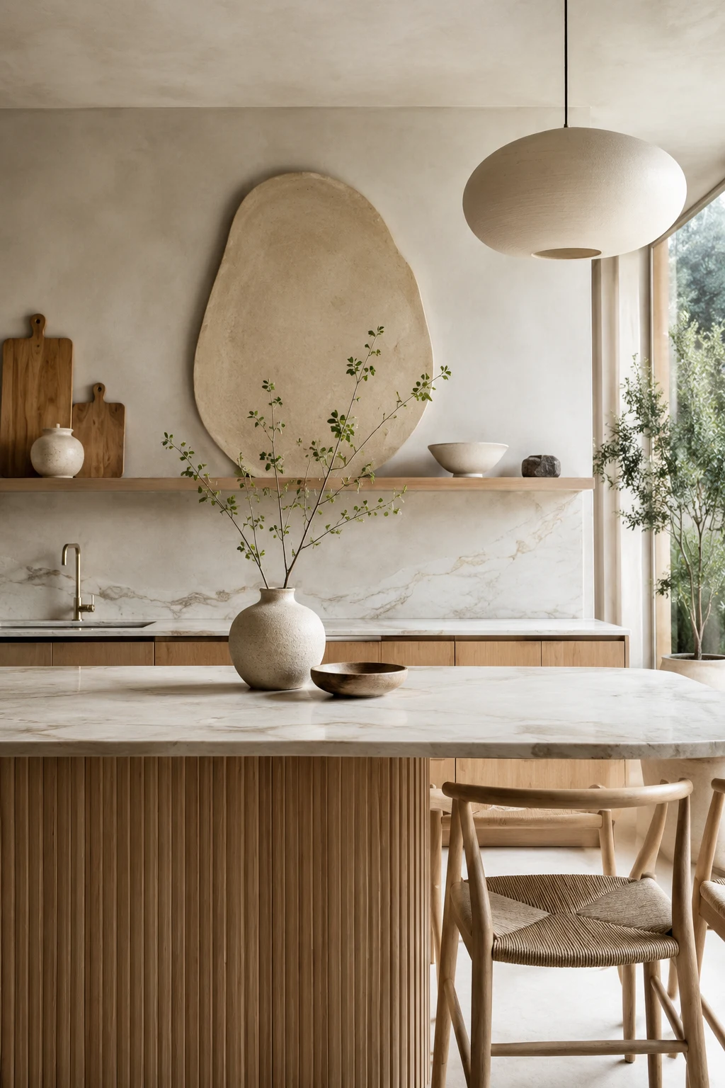 Add Organic Shapes and Simple Decor — japandi kitchen ideas