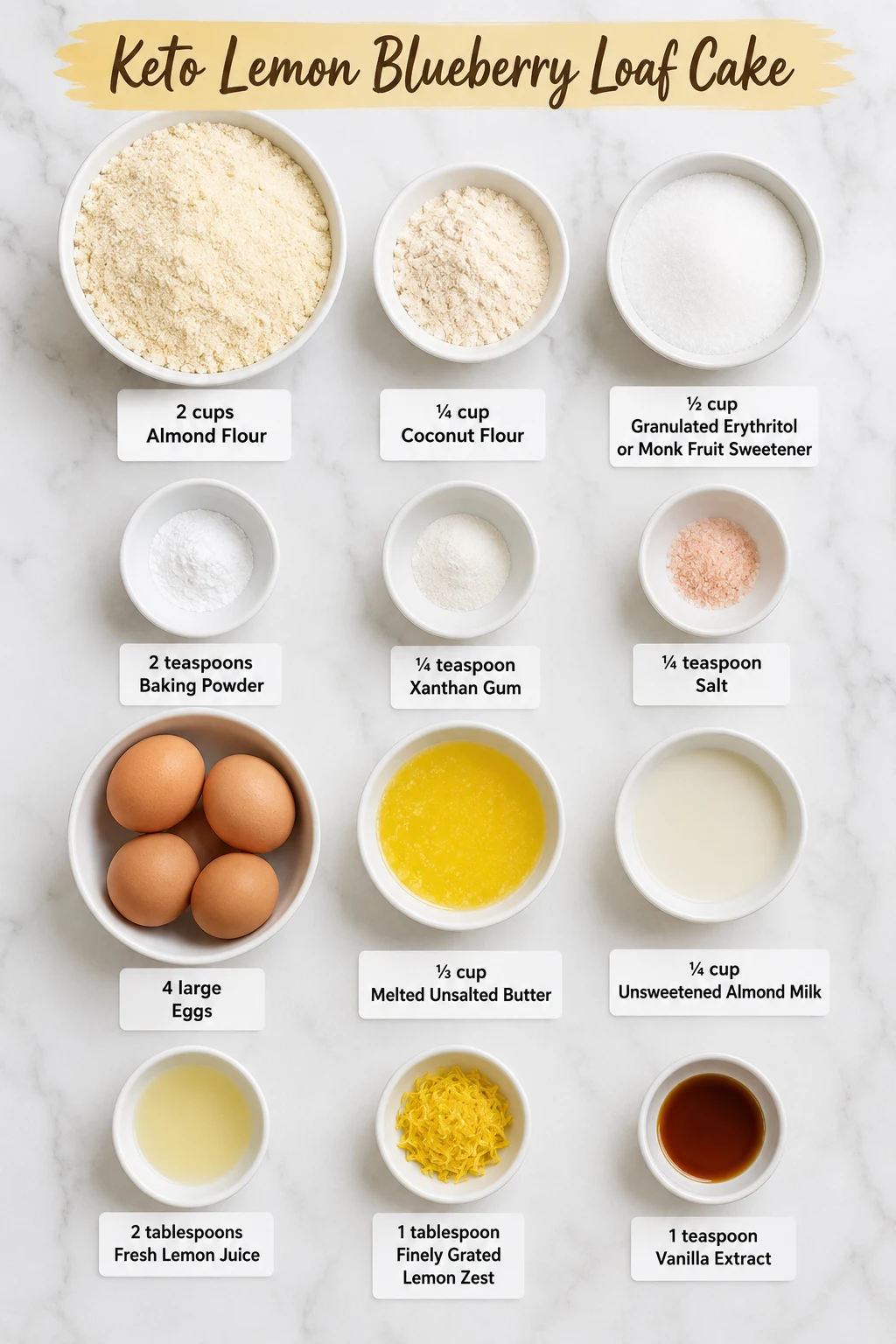 Keto Lemon Blueberry Loaf Cake ingredients Keto Lemon Blueberry Loaf Cake ingredients