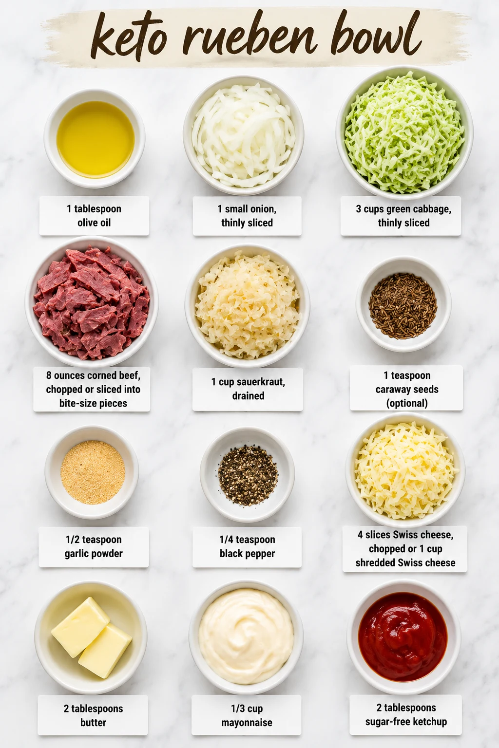 keto rueben bowl ingredients
