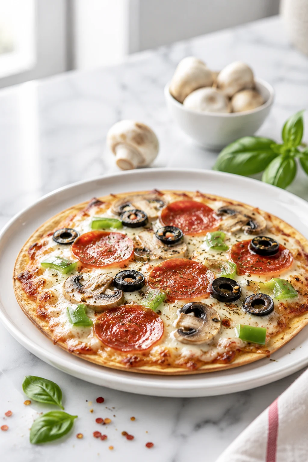 Keto tortilla pizza