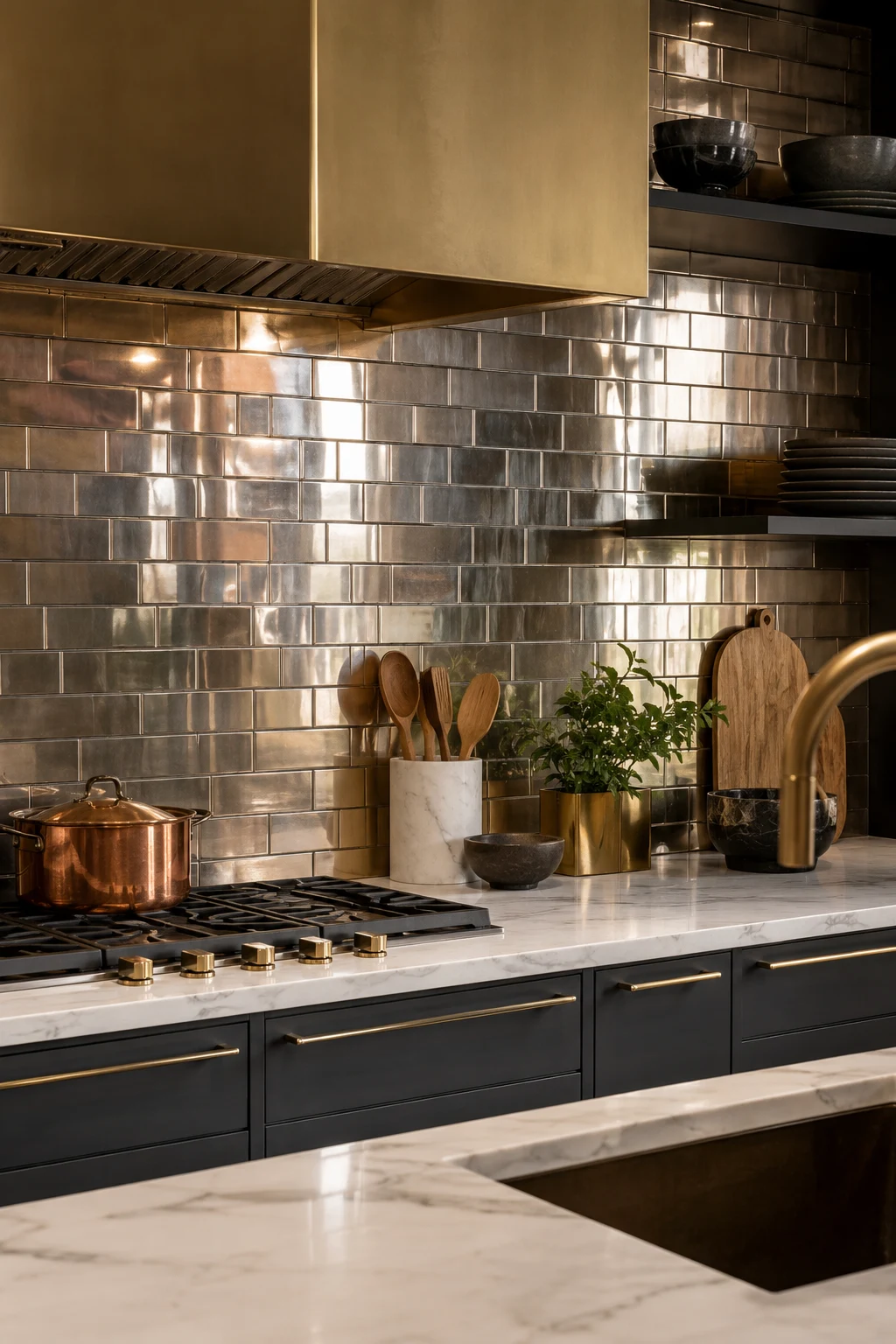 Metallic Accents That Reflect Light Beautifully — kitchen backsplash ideas
