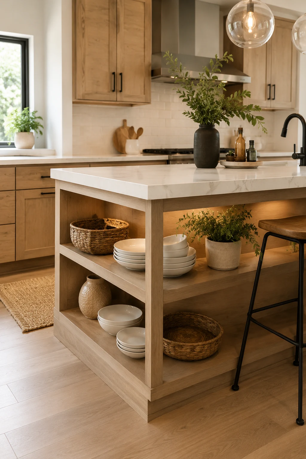 Add Open Shelving Beneath the Bar — kitchen bar ideas
