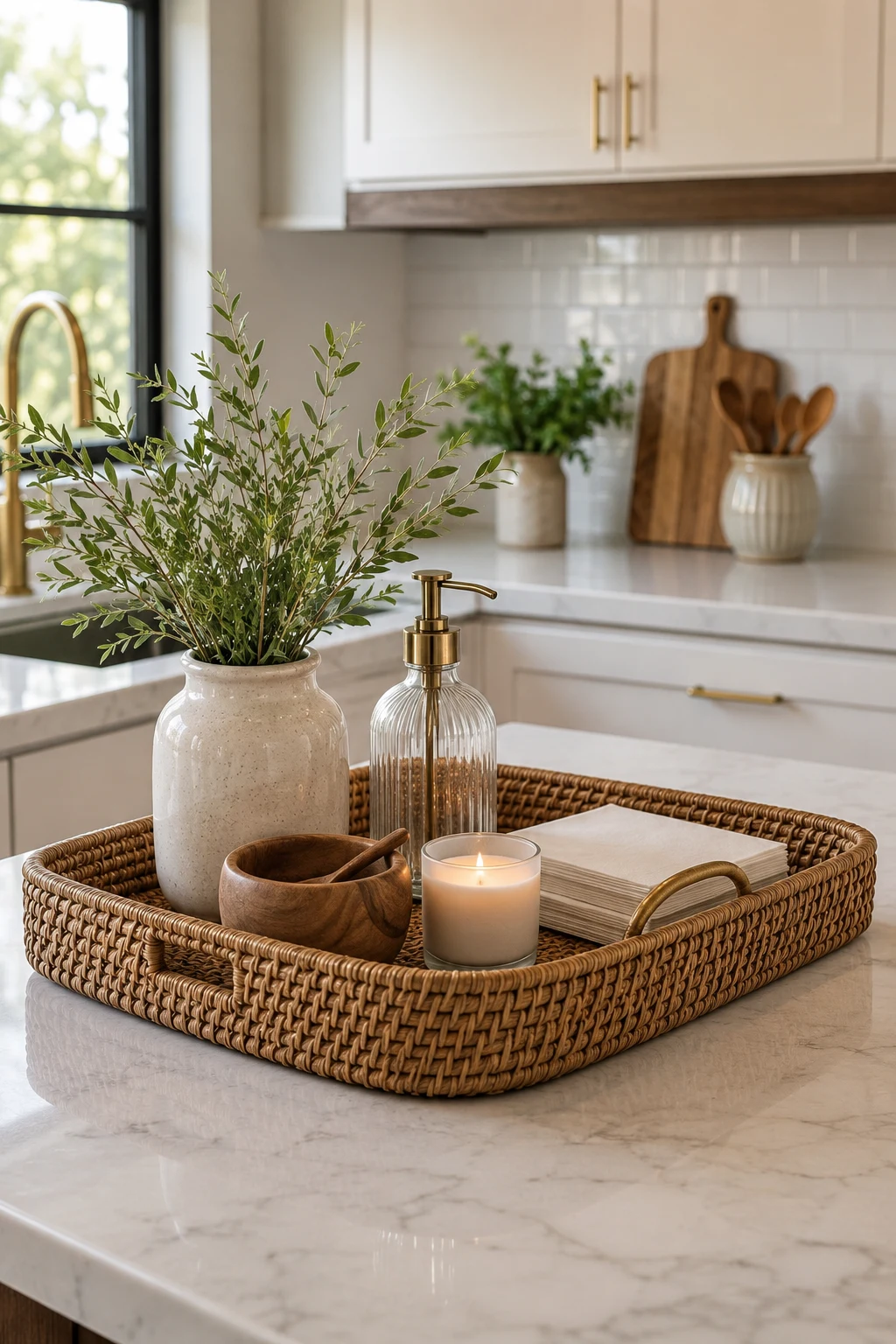 Kitchen Counter Decor Ideas Using Decorative Trays for Organization — kitchen counter decor ideas